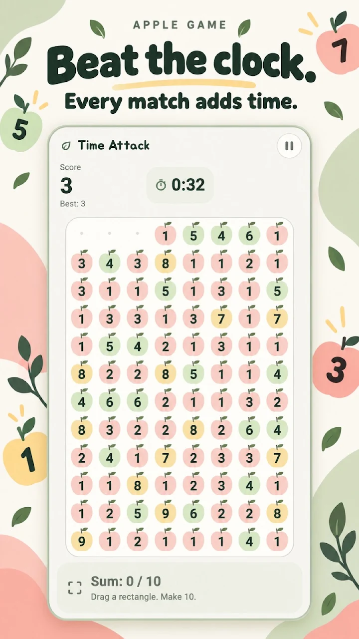 Apple Game: Sum 10 Puzzle Screenshot 2