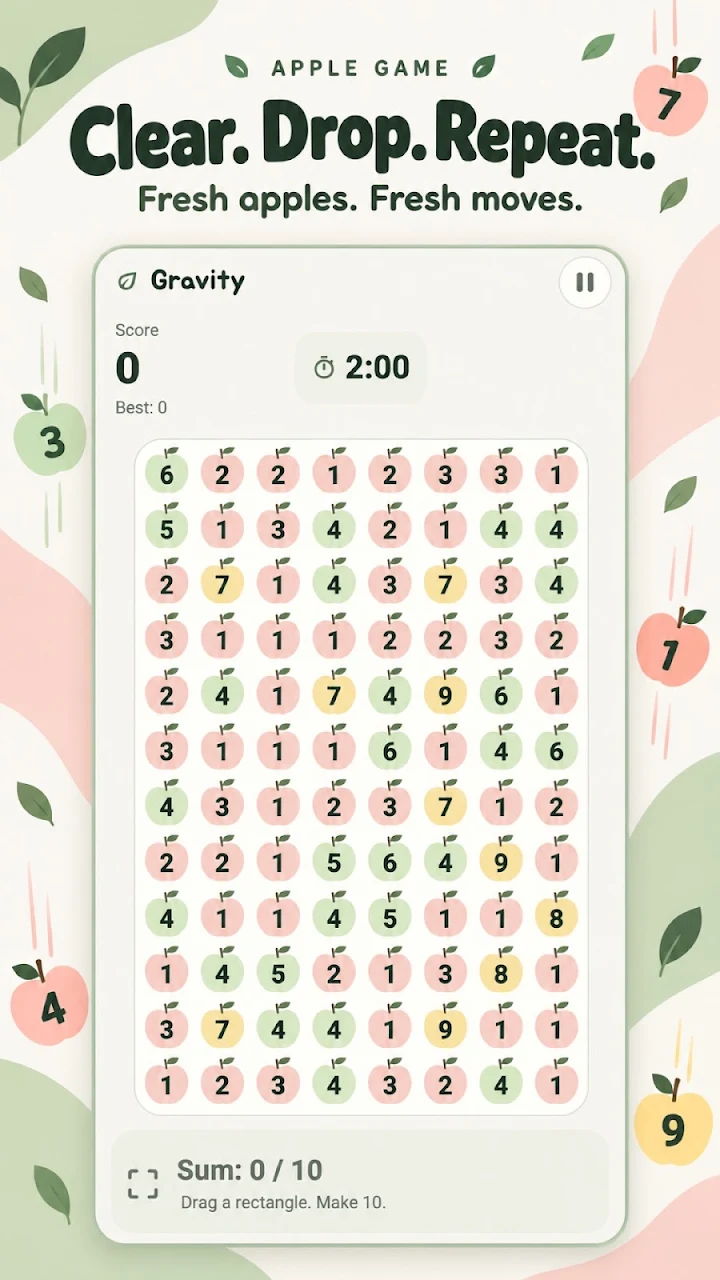 Apple Game: Sum 10 Puzzle Screenshot 3